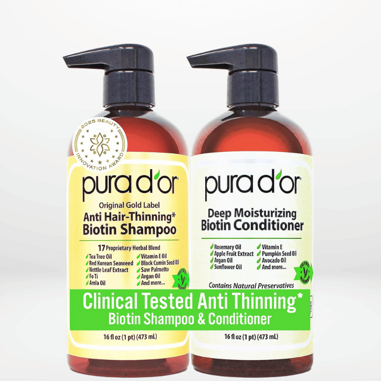 PURA D'OR Anti-Thinning Biotin Shampoo & Conditioner Original Gold Label Set